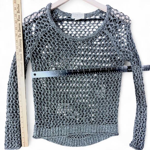 Denim & Supply Ralph Lauren Metallic Open Knit Crochet Sweater Fishnet Mobwife S - Picture 7 of 9
